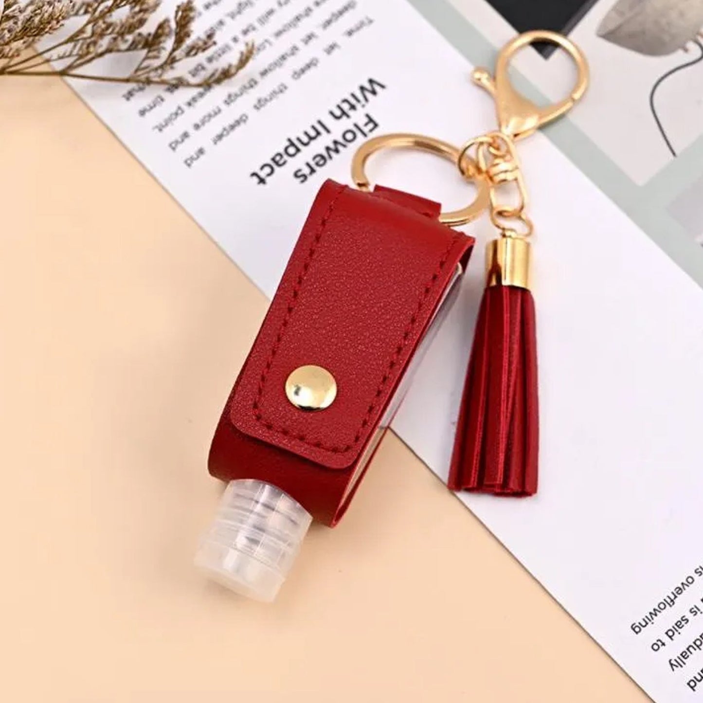 Portable Hand Sanitizer Holder Keychain with Tassel (1 Pc)