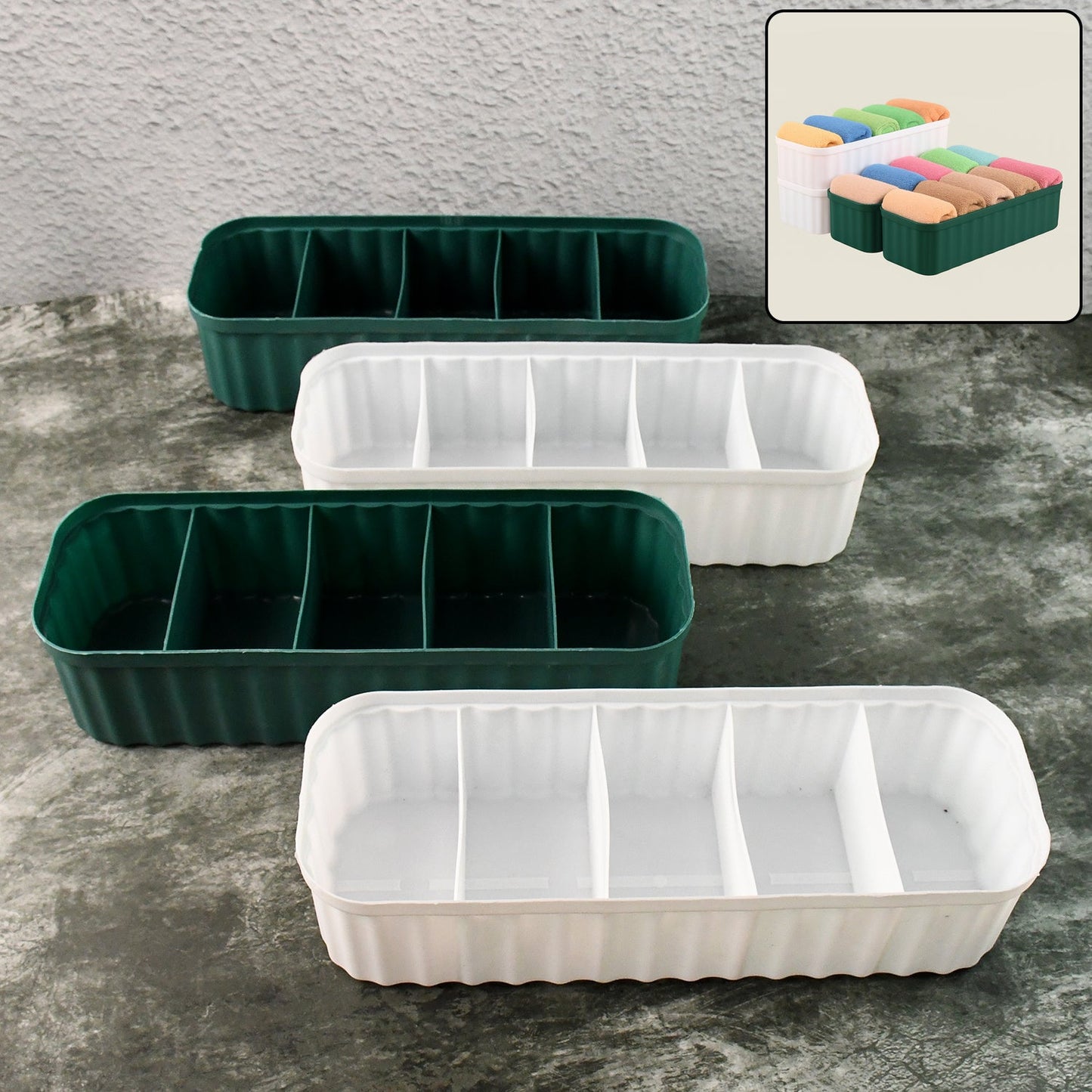 5 Compartments Socks / Handkerchief / Underwear Storage Boxes (pack of 4)