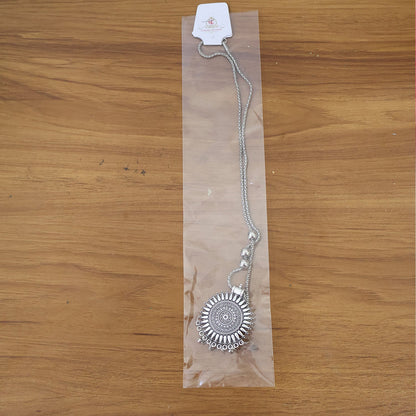 Oxidised Silver Traditional Long Necklace (1 Pc)