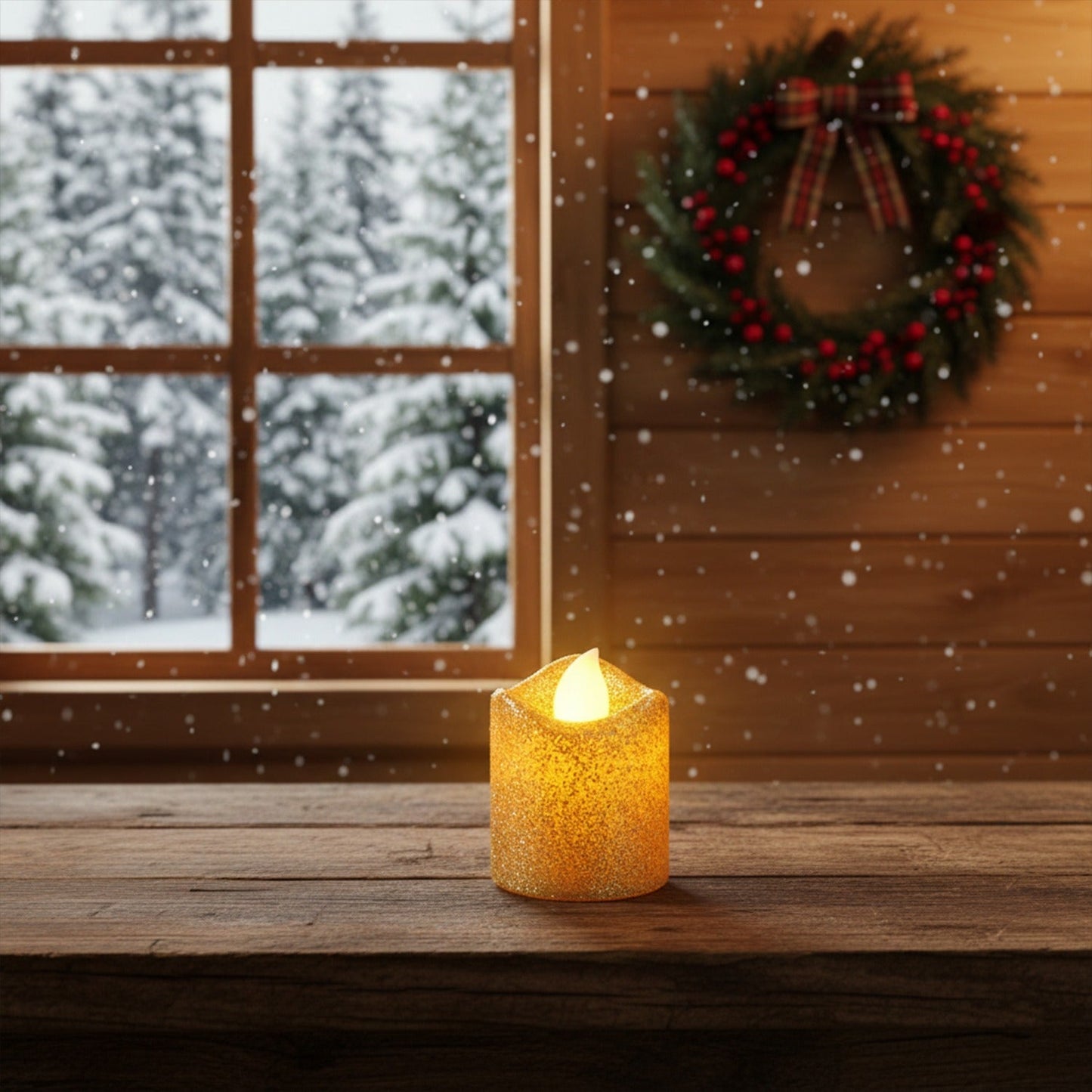 christmas Premium Glitter LED Tealight Candles (24 Pc Set)