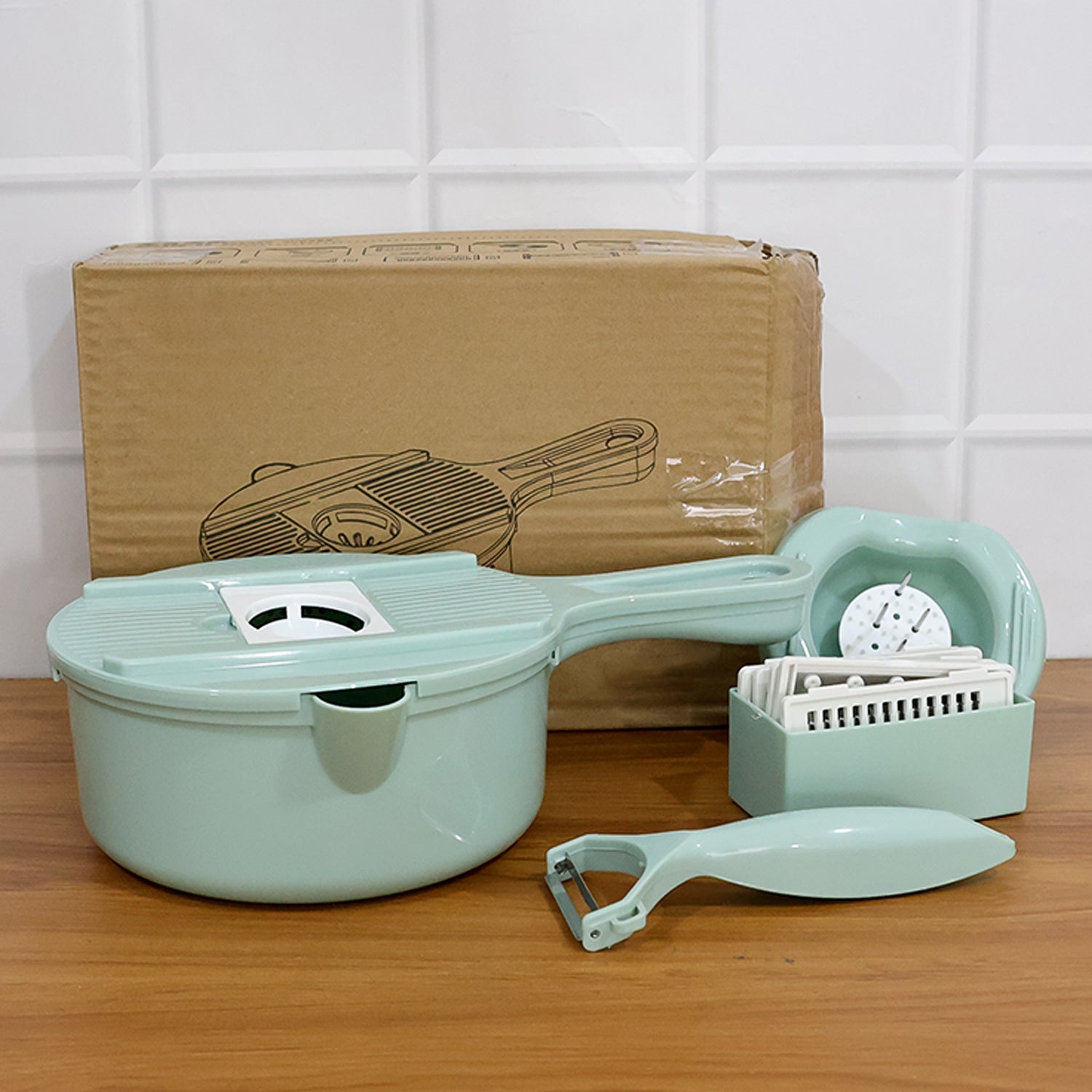 Time-saving vegetable chopper and grater kit