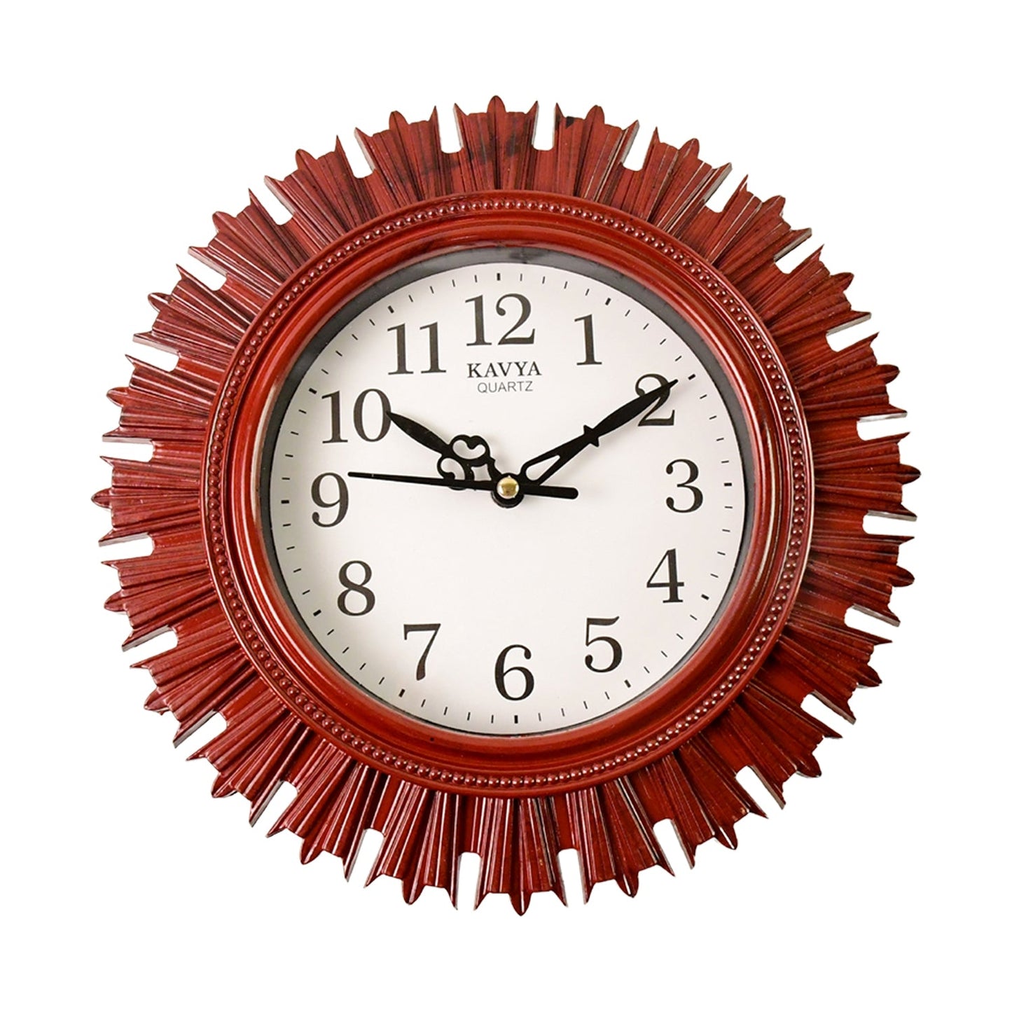 Wooden Look Round Wall Clock – Battery Operated Easy-to-Read Design for Home/Office