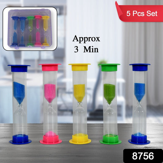 Plastic Hourglass Sand Timer Set – 3-Min Sand Clock for Kitchen, Office & Kids (5 Pc)
