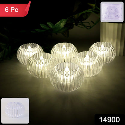 Crystal Design LED Flameless Tealight Candles (6 Pc)
