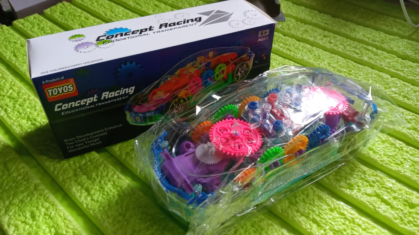 Rotating Transparent Gear Concept Car with Musical and 3D Flashing Lights Toy