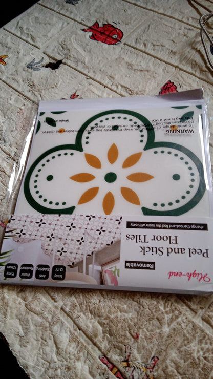 Peel & Stick 8×8 Inch Floor Tiles for Kitchen & Bathroom (10 Pc Set)