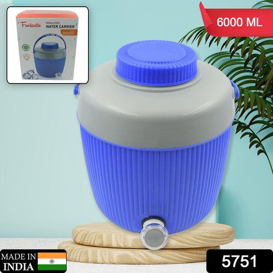 Insulated Plastic Water Jug with Tap for Home & Travel (6000 ML)