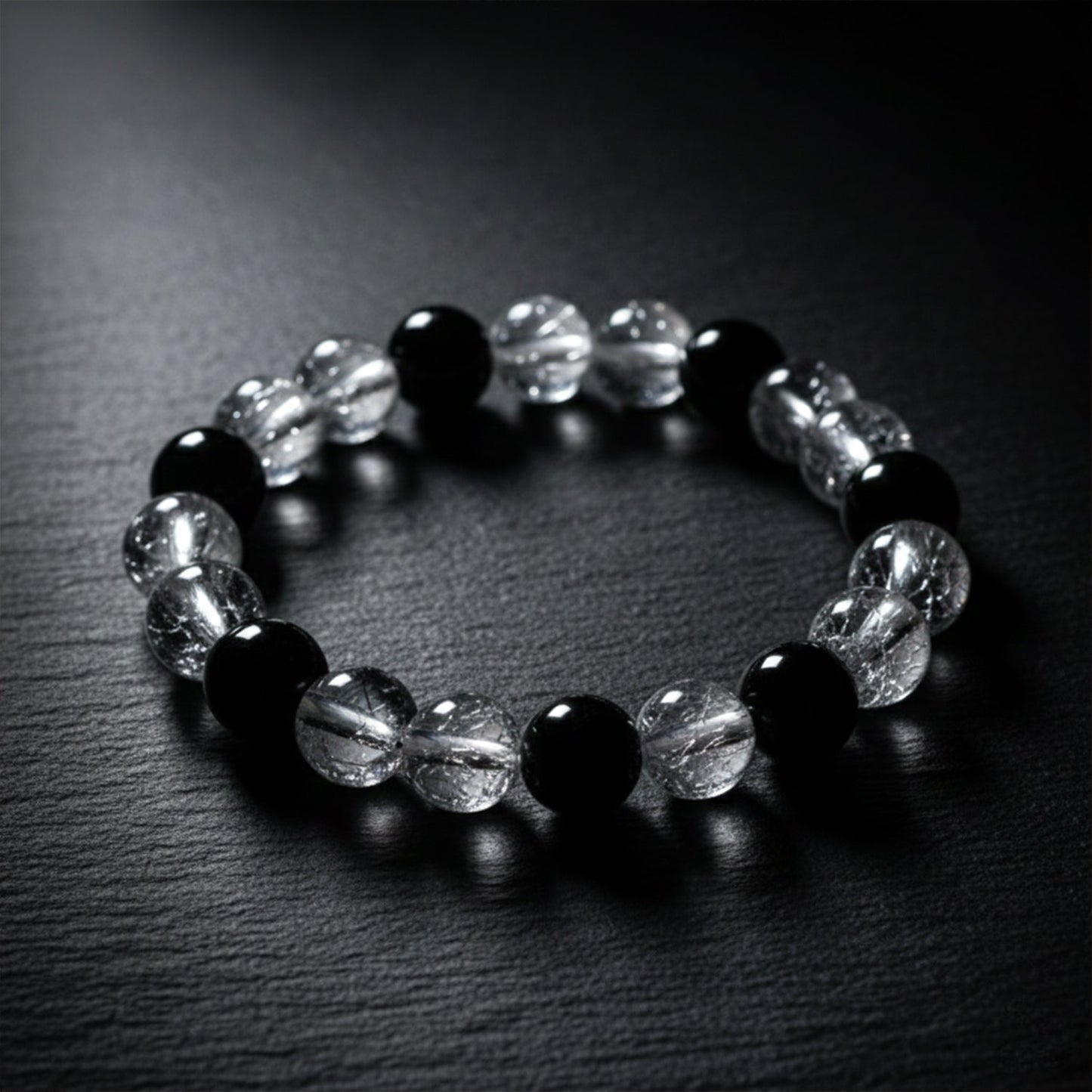 Elegant Dual-Tone Crystal Beaded Stretch Bracelet (1 Pc)