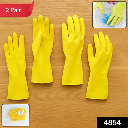 2 pair med yellow gloves For Cleaning