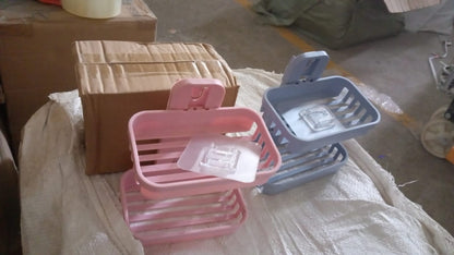 Adhesive Sticker Soap 2 Layer Dish Holder Wall Mounted (Double Layers / 2 pc)