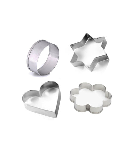 Stainless Steel Cookie Cutter Set – Heart, Star & Flower Shapes (4 Pcs)