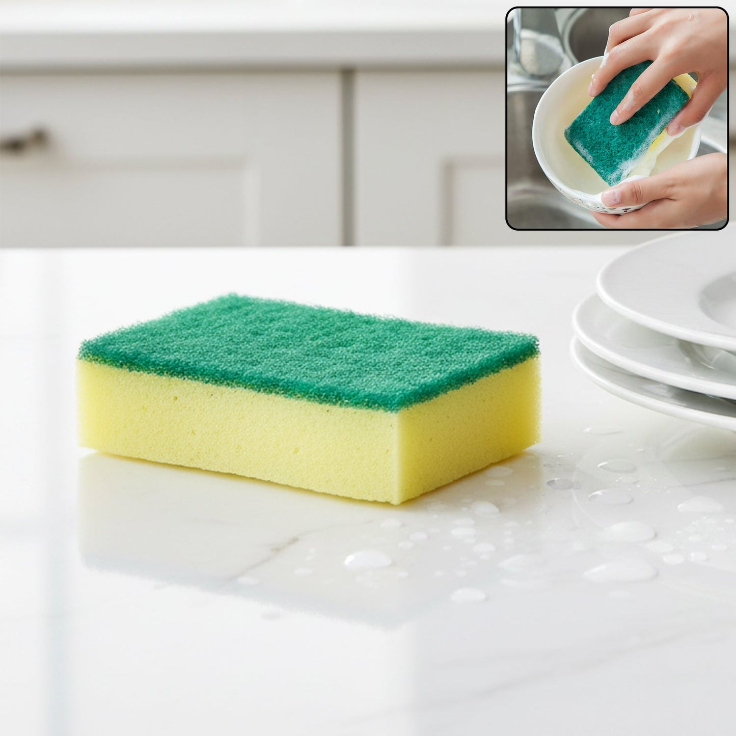 2-in-1 Multi-Purpose Scrub Sponge – Wear Resistant Dish & Furniture Cleaner (1 Pc)
