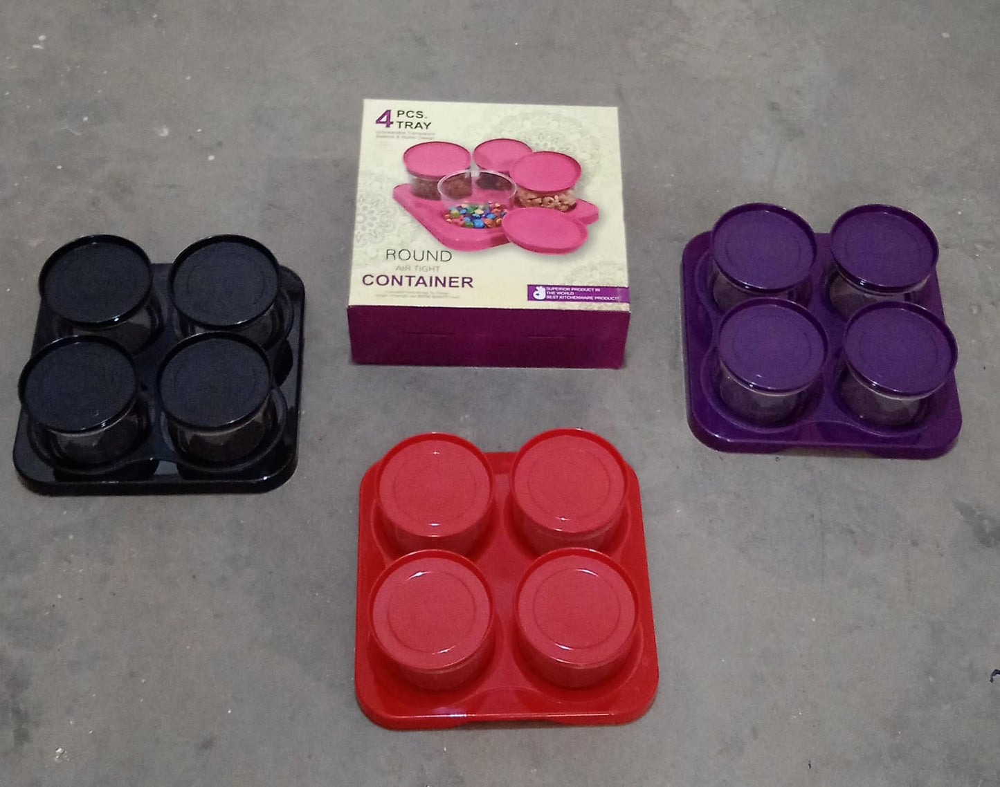 Airtight Plastic 4 Pc Storage Container Set, With Storage Container