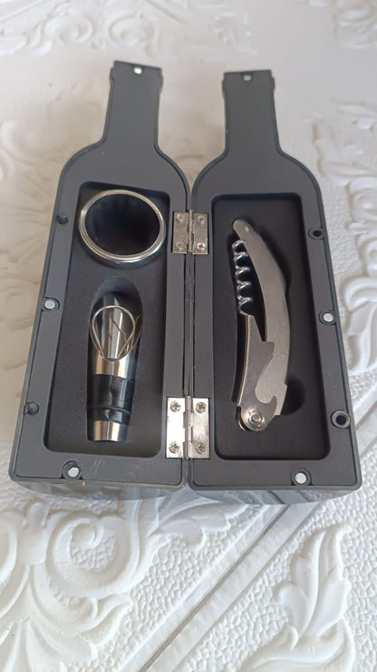 Premium Wine Bottle Shape Bar Accessory Gift Set