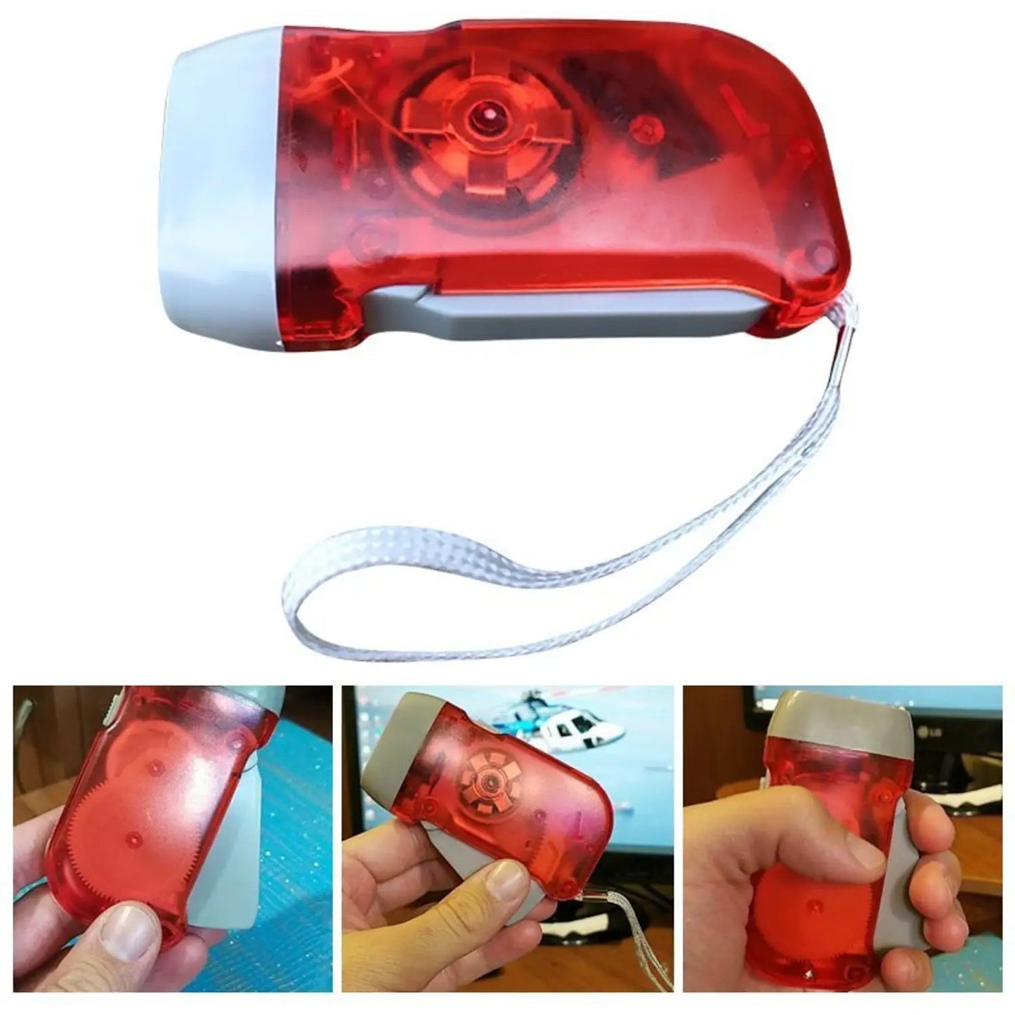 2-LED Hand Press Torch – Battery-Free Hand Crank Flashlight