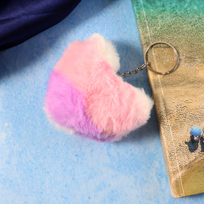 Soft Plush Cute Heart Keychain - 1 Pc