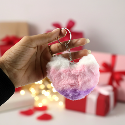Soft Plush Cute Heart Keychain - 1 Pc