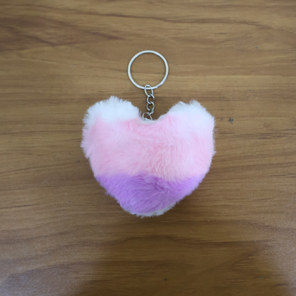 Soft Plush Cute Heart Keychain - 1 Pc