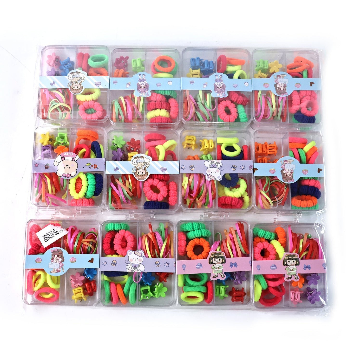 Kids Hair Bands, Rubber Bands & Cute Hair Clips in Storage Box (Mix Design / 1 Set)