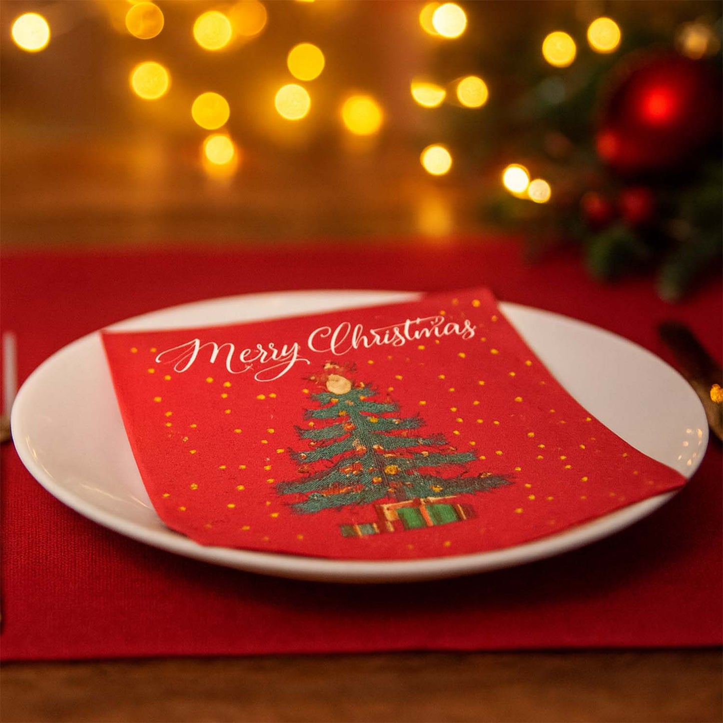200 Pc Premium Festive Design Paper Napkins 10x10 Inch (26x26 cm)