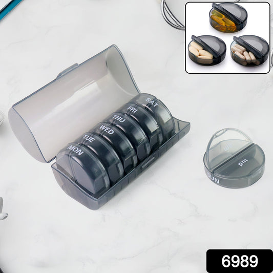 Weekly Pill Organizer 2 Times a Day Travel 7 Day Pill Box