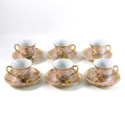 Premium Floral Porcelain Tea Cup and Saucer Set (12 Pc Set)